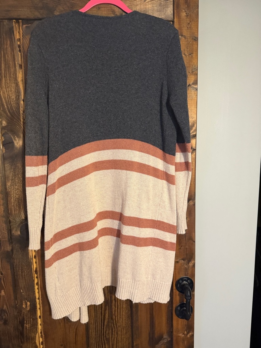 Doe & Rae Open-Front Colorblock Cardigan - Gray, Cream & Rust - Picture 6 of 6